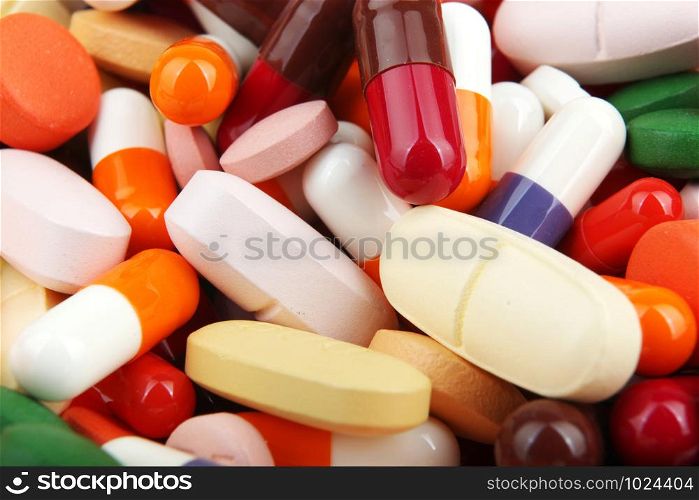 Top view of large amount of pills