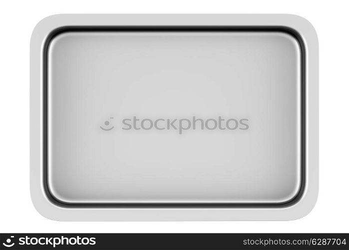 top view of metallic baking dish isolated on white background