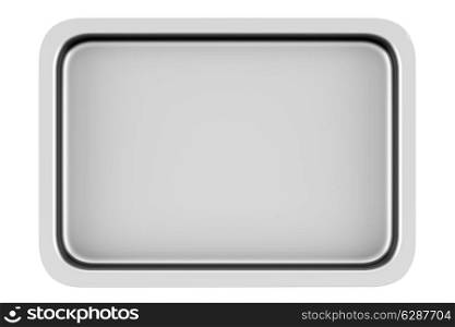 top view of metallic baking dish isolated on white background