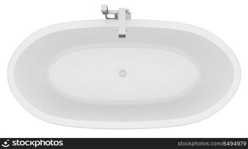 top view of modern bathtub isolated on white background. 3d illustration. top view of modern bathtub isolated on white background. 3d illu