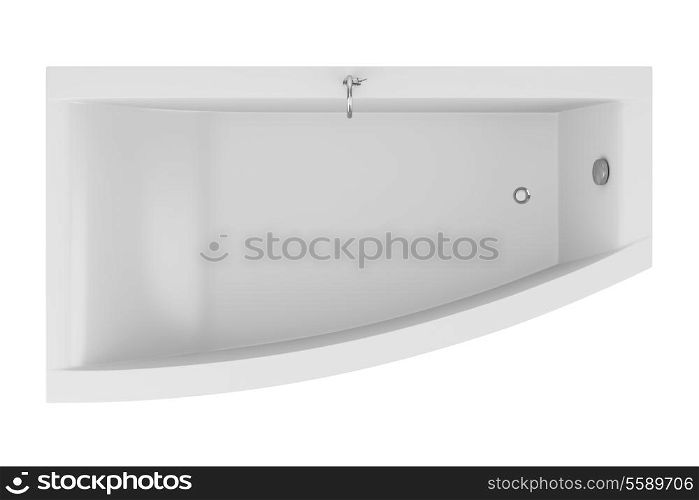 top view of modern bathtub isolated on white background