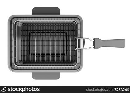 top view of modern deep fryer isolated on white background &#xA;