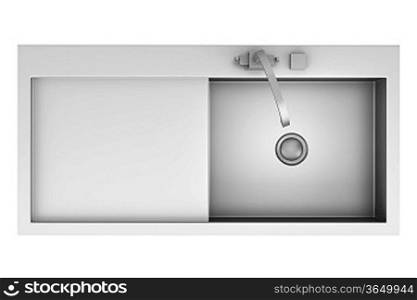 top view of modern metal sink isolated on white background