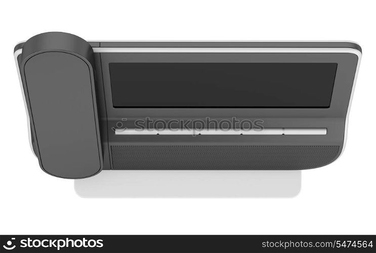 top view of modern office phone isolated on white background