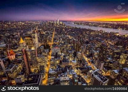 Top view of New York City, Ti<and Shift Blur