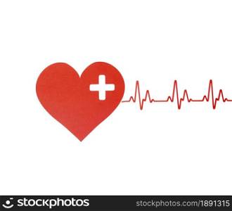 top view of paper heart with heartbeat for world heart day. Resolution and high quality beautiful photo. top view of paper heart with heartbeat for world heart day. High quality and resolution beautiful photo concept