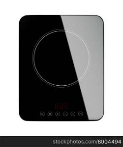Top view of portable induction cooktop, isolated on white background