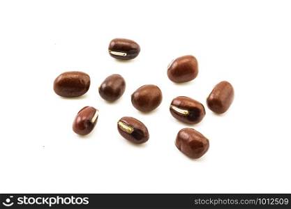 Top view of red beans isolated on white background with clipping path