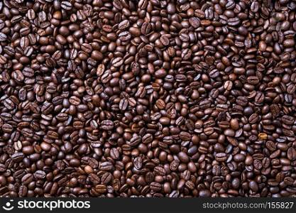top view of roasted coffee beans background