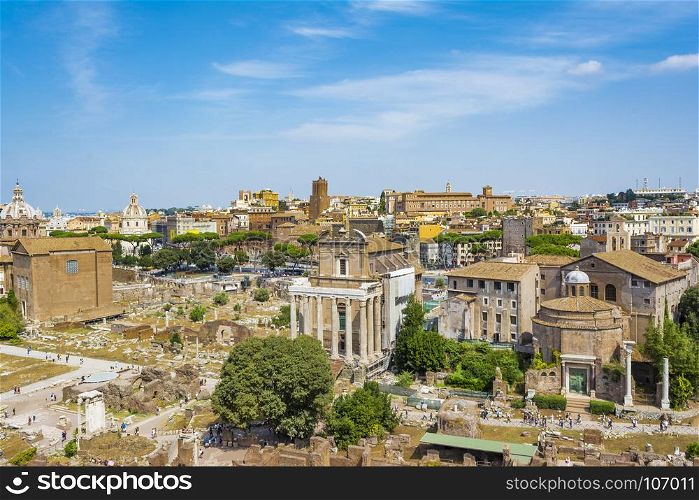 Top view of Roman Forum, Rome Italy. Top view of Roman Forum, Rome Italy. The Roman Forum is one of the main tourist attractions of Rome.