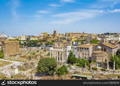 Top view of Roman Forum, Rome Italy. Top view of Roman Forum, Rome Italy. The Roman Forum is one of the main tourist attractions of Rome.