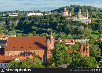Top view of the church of Saint Anne in Vilnius city, Lithuania