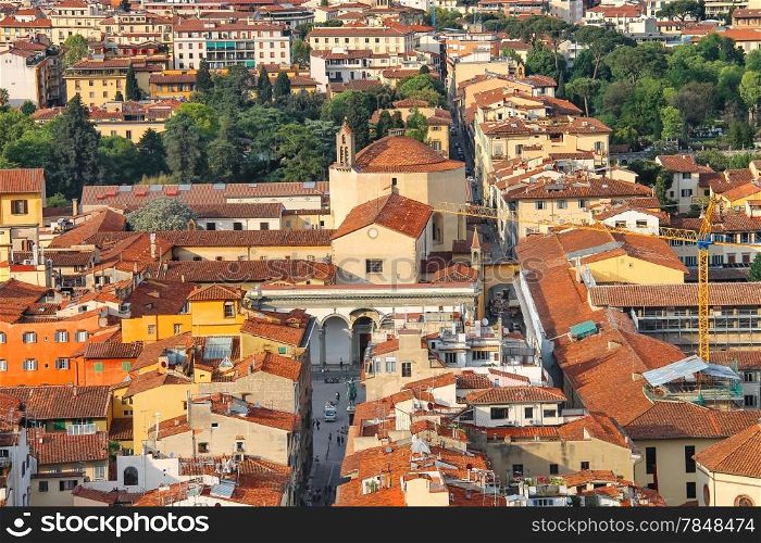 Top view of the historic center of Florence, Italy