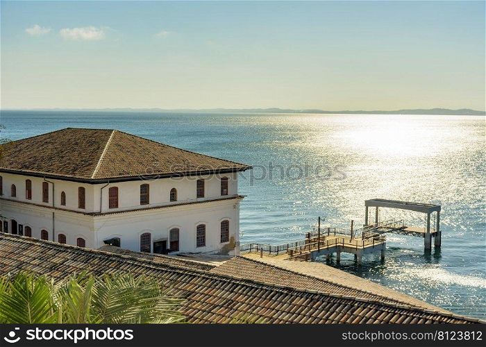 Top view of the historic Solar do Unhao, famous museum of modern art in colonial architecture in the city of Salvador, Bahia,. View of the historic Solar do Unhao, famous museum of modern art in Salvador city