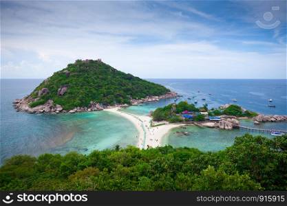 top view of tropical beach in Koh Nang Yuan, Thailand