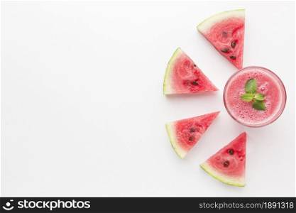 top view of watermelon cocktail glass with copy space. Resolution and high quality beautiful photo. top view of watermelon cocktail glass with copy space. High quality and resolution beautiful photo concept