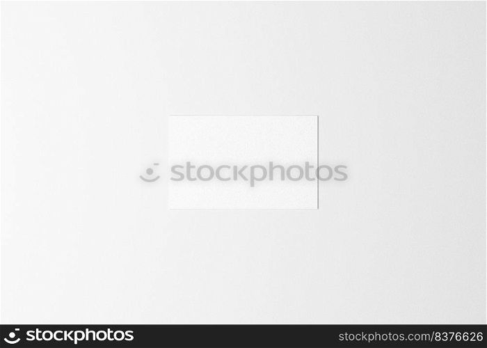 Top view of white business card on white background for mockup. 3d illustration