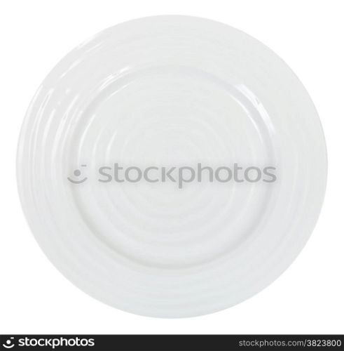 top view of white dinner plate isolated on white background
