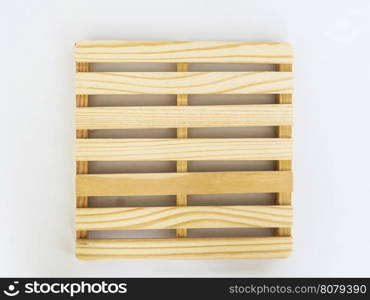 Top view of white wooden floor battens over white background