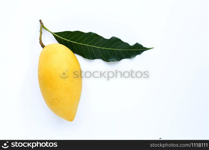 Top view of yellow mango, Tropical fruit juicy and sweet.