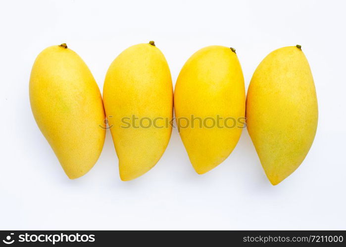 Top view of yellow mango, Tropical fruit juicy and sweet.