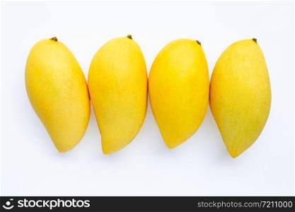Top view of yellow mango, Tropical fruit juicy and sweet.