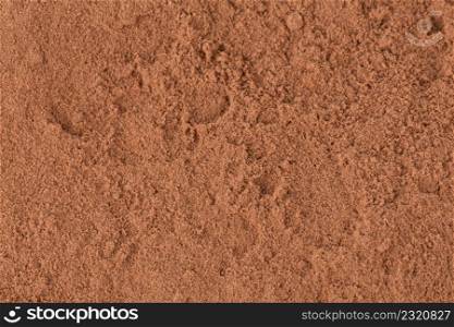 Top view on cocoa powder closeup background