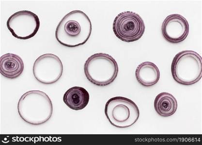 top view onion rings. High resolution photo. top view onion rings. High quality photo