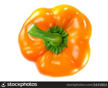 Top view Orange bell pepper isolated on white background
