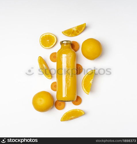 top view orange juice bottle2. Resolution and high quality beautiful photo. top view orange juice bottle2. High quality beautiful photo concept