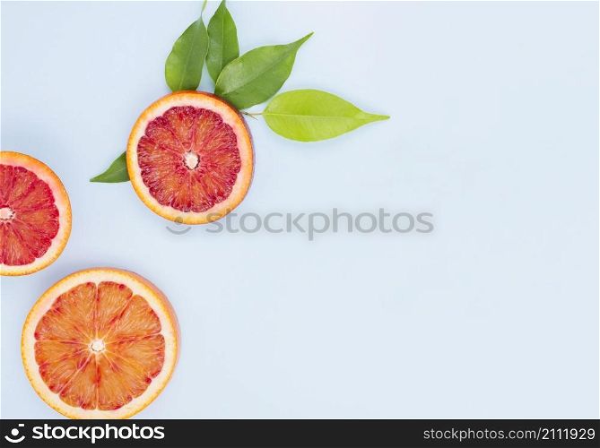 top view organic grapefruits with copy space