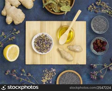 top view organic medicinal spices herbs 2