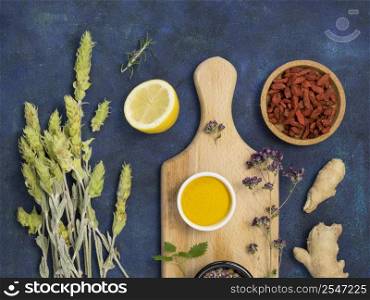 top view organic medicinal spices herbs 3