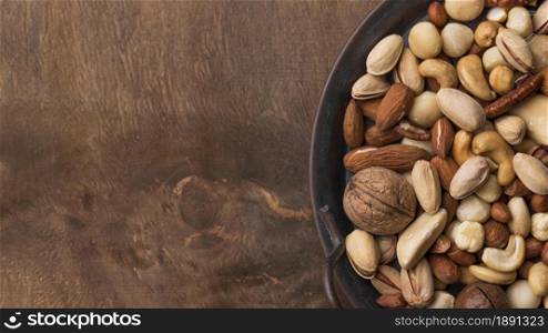 top view organic nuts snack. Resolution and high quality beautiful photo. top view organic nuts snack. High quality and resolution beautiful photo concept