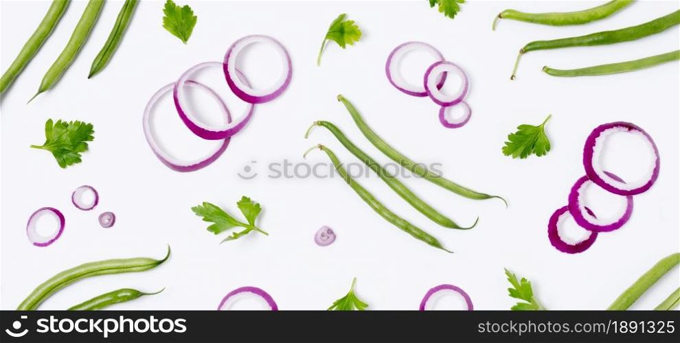 top view organic onion parsley table. Resolution and high quality beautiful photo. top view organic onion parsley table. High quality and resolution beautiful photo concept