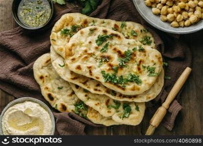 top view pakistani meal arrangement