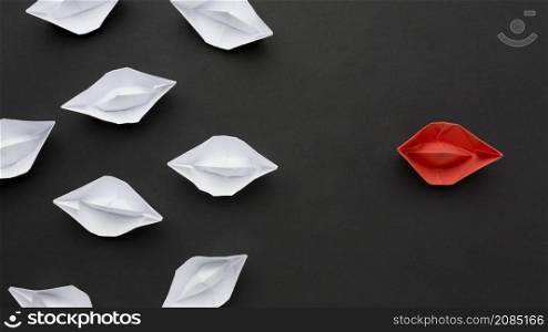 top view paper boat collection