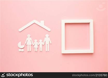 top view paper cut family with frame