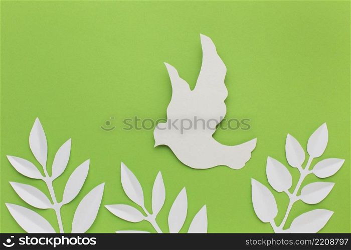 top view paper dove leaves