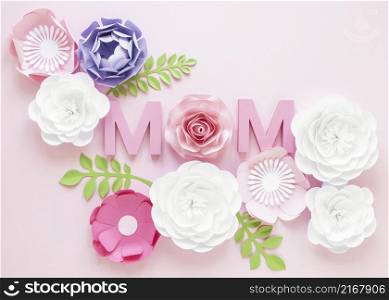 top view paper flowers mother s day