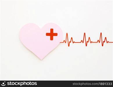 top view paper heart with heartbeat. Resolution and high quality beautiful photo. top view paper heart with heartbeat. High quality and resolution beautiful photo concept