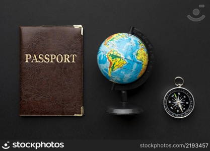 top view passport compass arrangement