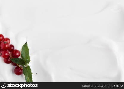 top view paste white natural yogurt cranberries