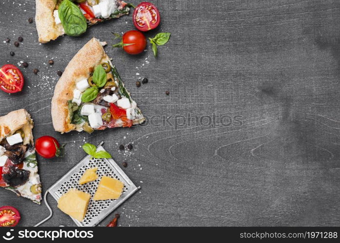 top view pizza frame with vegetables. High resolution photo. top view pizza frame with vegetables. High quality photo