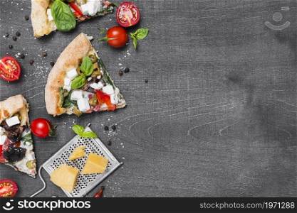 top view pizza frame with vegetables. High resolution photo. top view pizza frame with vegetables. High quality photo