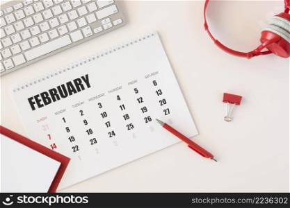 top view planner february calendar