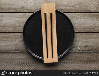 top view plate with chopsticks