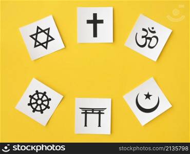 top view religious symbols