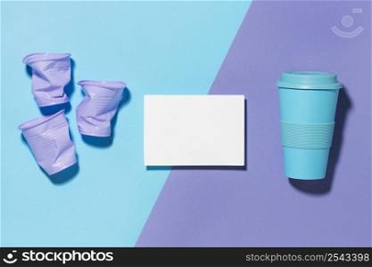 top view reusable cup with plastic cups 2
