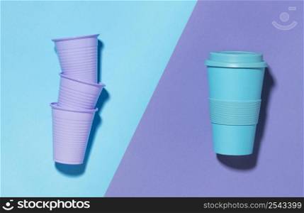 top view reusable cup with plastic cups 3